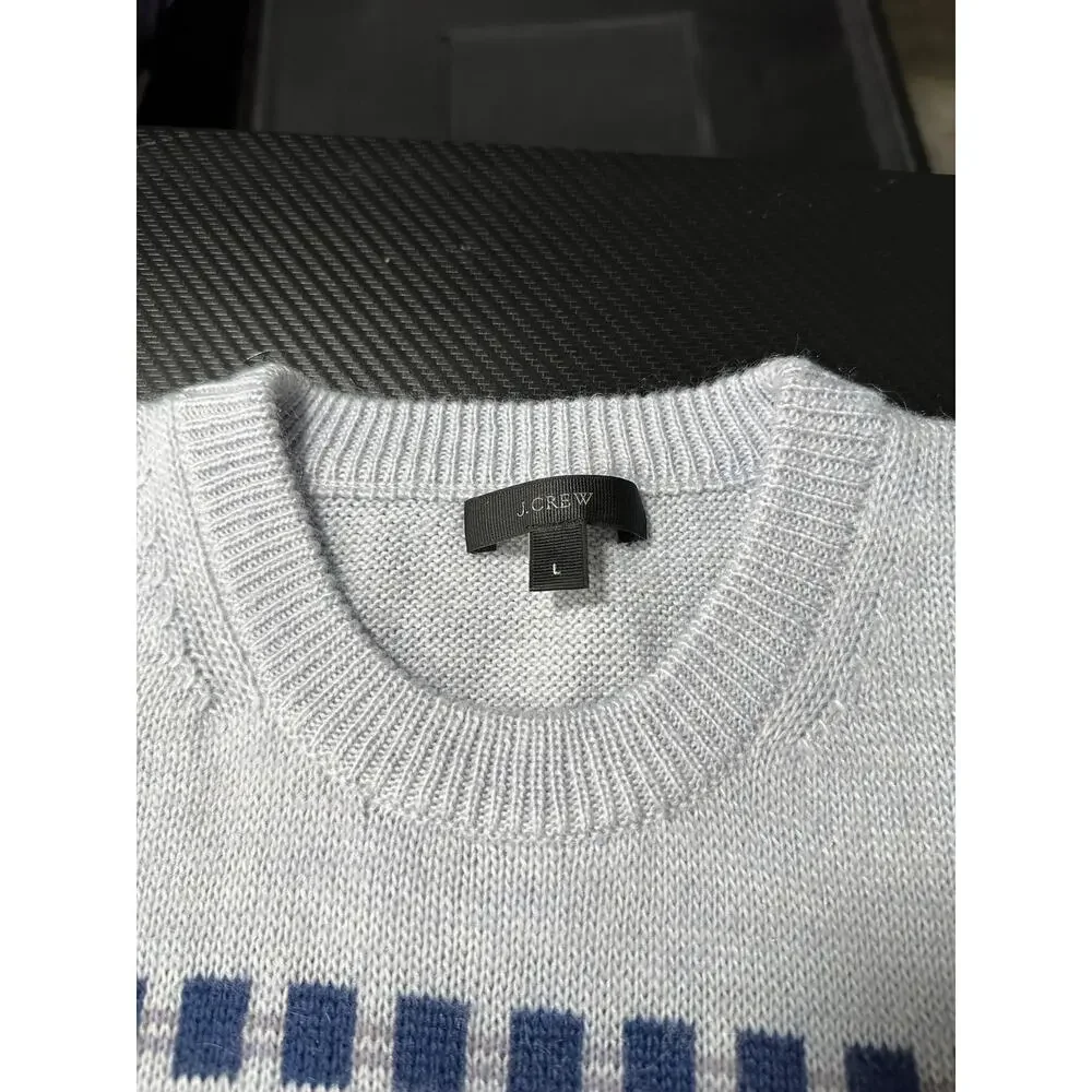 J Crew Abstract Fair Isle Knit Sweater Wool Mohair Blend Crewneck Size Large